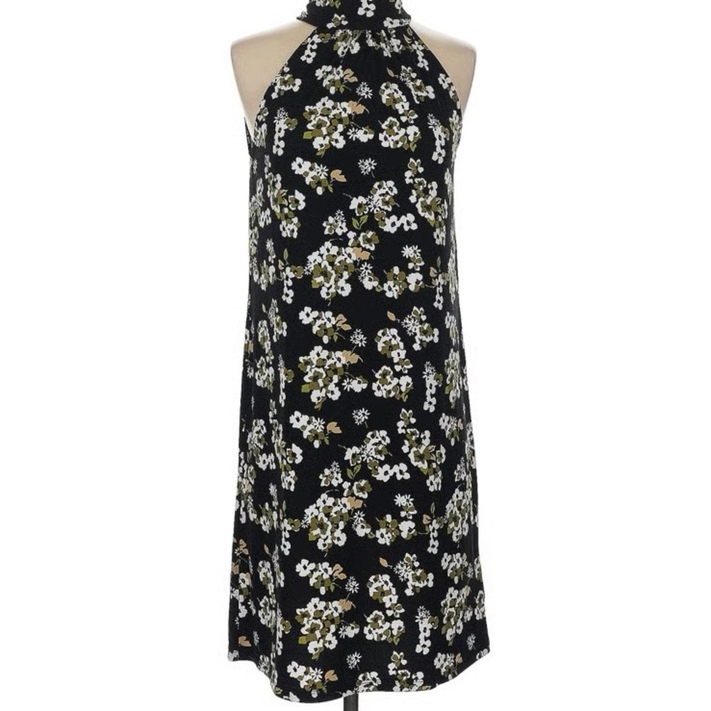 Michael Kors Black Floral Mini Halter Dress
